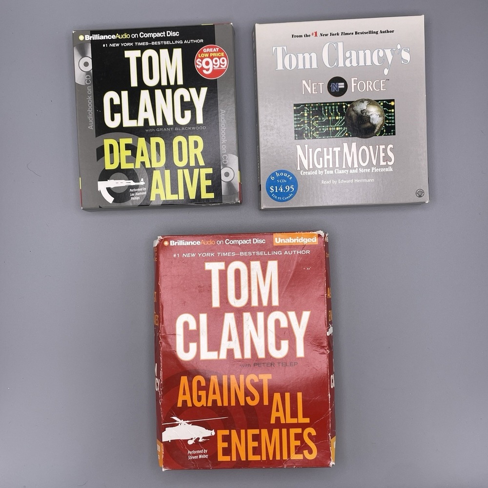 Lot of 3 Tom Clancy Audio Books CD Adult Fiction Suspense Thriller 33+ Total Hrs